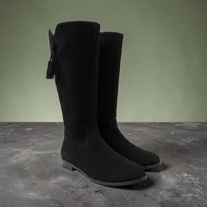 Cat & Jack Black Suede Tall Boots with Tassel size